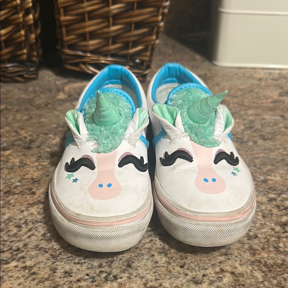 Vans White and Blue Sneakers with Playful Design